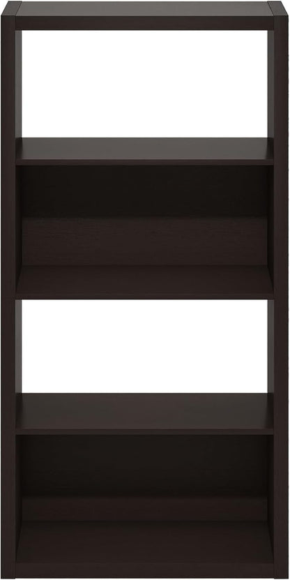 Furinno Viola 4-Tier Book Shelf, Extra Thick Frame Bookshelf, Dark Oak | Open Shelf, Open Back Design, 11.3" x 23.2" x 45.4", for Living Room, Bedroom, Home Office