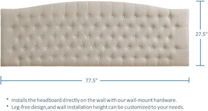 24KF Upholstered Tufted Button Linen Wall Mounted Headboard,Comfortable Fashional Headboard King/CA King Size, 6055-K-Linen