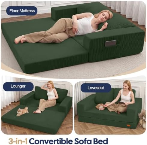 COMAX Futon Sofa Bed, Convertible Sofa Bed, Folding Boneless Couches