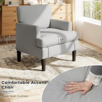 Kromax Accent Chair for Living Room Set of 2, Modern Reading Chair, Grey