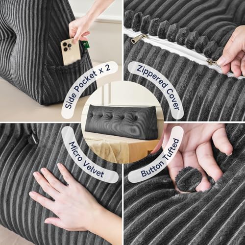 Z-hom Headboard Pillow, Wedge Backrest Cushion, Queen Size,NO Roll Pillow