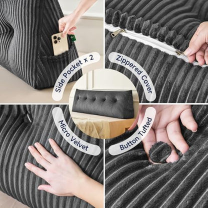 Z-hom Headboard Pillow, Wedge Backrest Cushion, Queen Size,NO Roll Pillow