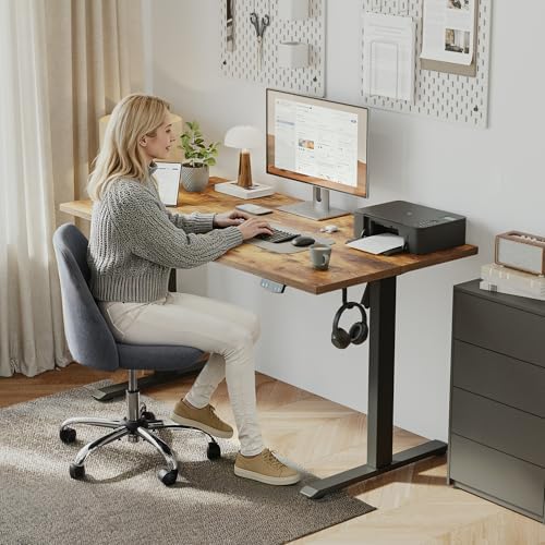 Klicelor 48 x 24" Electric Standing Desk, Height Adjustable, Rustic Brown