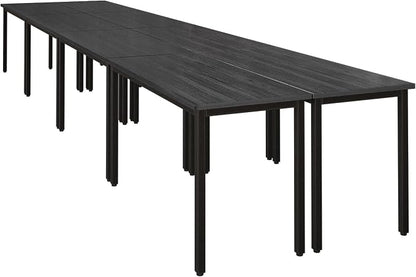 Bonzy Home Conference Tables 18ft Office Computer Desk for Meeting Room Study Writing Printer Table Meeting Seminar Table for 20 People Modern Black 8PCS (220.4"x47.2"x29.5", Black)