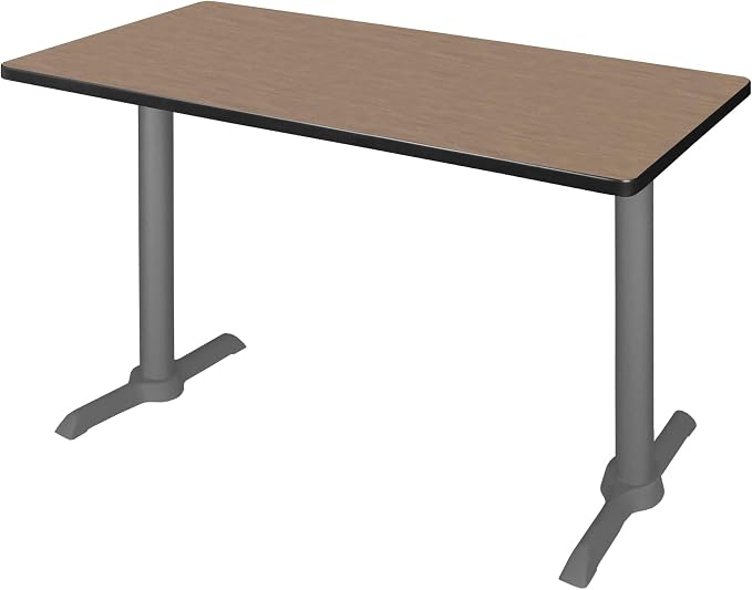 Romig Pillar 42 x 24 in. Steel T-Base Training Seminar Table- Noble Oak/Grey Base