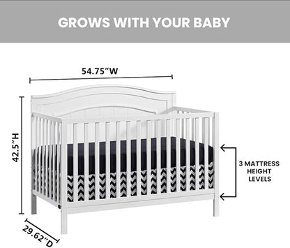 Oxford Baby North Bay 4-in-1 Convertible Crib, Snow White, GreenGuard Gold Certified