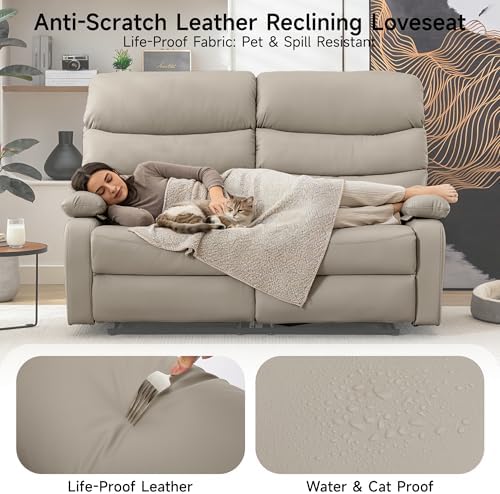 Reclining Loveseat Sofa Anti-Scratch Leather Recliner Couch