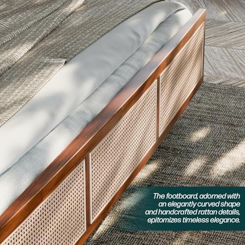 Bme Nancy Signature Bed Frame, King Bed Frame and Headboard Unique Geometric, Mid Century Modern, Solid Acacia Wood, No Box Spring Needed, 12 Strong Wood Slats Support, Easy Assembly, Dark Chocolate