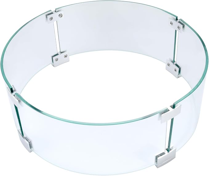 Fire Pit Wind Guard, 17" Glass Wind Guard for Fire Pit Round Table, Made of Clear Tempered Glass, Set with Assembly Instructions