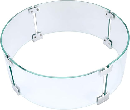 Fire Pit Wind Guard, 17" Glass Wind Guard for Fire Pit Round Table, Made of Clear Tempered Glass, Set with Assembly Instructions