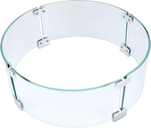 Fire Pit Wind Guard, 17" Glass Wind Guard for Fire Pit Round Table, Made of Clear Tempered Glass, Set with Assembly Instructions