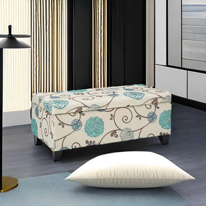 Christopher Knight Home Breanna Fabric Storage Ottoman, White And Blue Floral