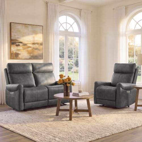 KISLOT 3 Seater Power Loveseat Recliner Sofa, Wall Hugger, Gray