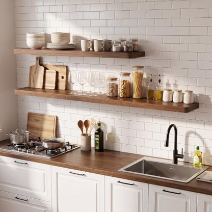 RICHFOCUS 72Inch Long Floating Shelves for Wall 1Pack, Walnut, 8" Deep
