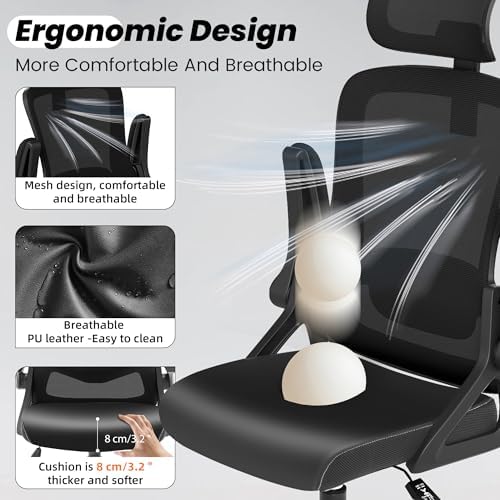 Fizzin Office Chair, PU Leather Desk Chair with Adjustable Lumbar Support