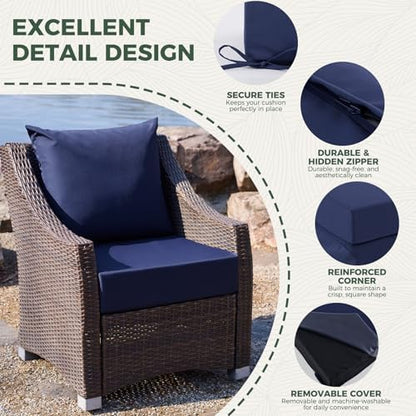 Outdoor Chair Cushions, Waterproof & Fade Resistant Patio Cushions