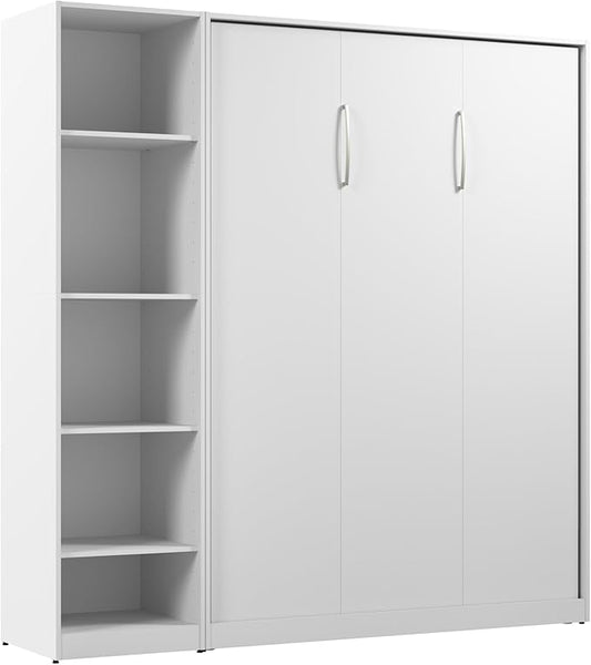 Bestar Claremont Full Murphy Bed with Closet Organizer (79W) in White, Space-Saving Sleeping Arrangement for Multipurpose Room