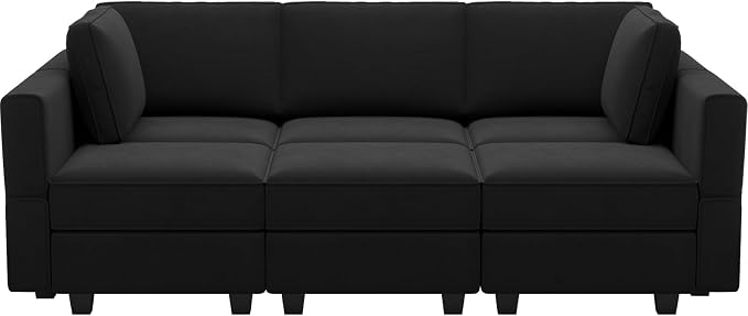 Belffin Modular Velvet Sectional Sofa with Chaise Lounge Sectional Sleeper Sofa with Storage Chaise Sofas Bed Couch for Living Room Black