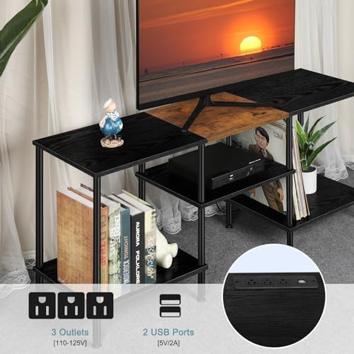 TV Stands for Living Room Black 50 inch TV Stand with Power Outlet
