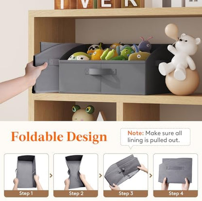 Lifewit Trapezoid Closet Storage Bin for Shelf, 6 Packs 19L, Gray