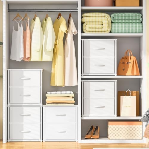 White Stackable Storage Drawers, Closet Organizer Drawers for Clothes