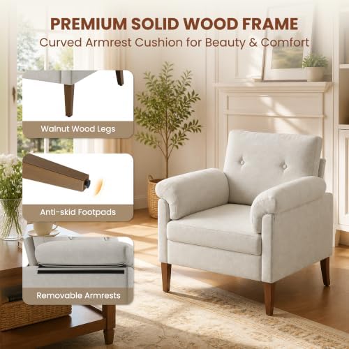 Accent Chair, Modern Upholstered Corner Chair with Padded Arms