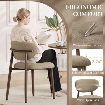 MALOL Upholstered Dining Chairs Set of 2 with Curved Back, Green