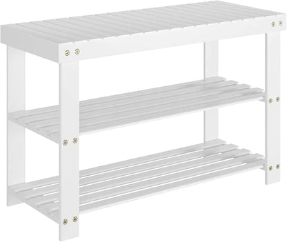 Shoe Rack Shoe Rack Bench 3 Tier Bamboo Shoe Organizer Entryway Bench for Shoe Cubby Entry Bench Bathroom Bench Entryway Organizer Shoe Rack for Closet