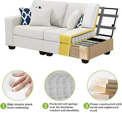 Legend Vansen Oversized Modular Sectional Sofa,U/L‑Shaped Reversible Couch with Ottoman,Deep Seat Plush Polyester Sectional for Living Room,13-Seater,Cream
