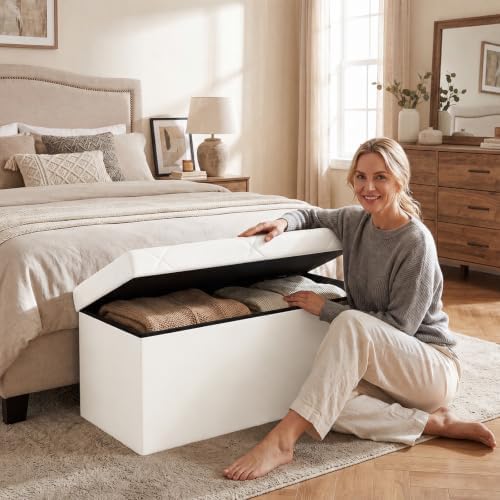 Sweetcrispy 30 Inch Storage Ottoman Bench, Spacious Ottoman with Storage