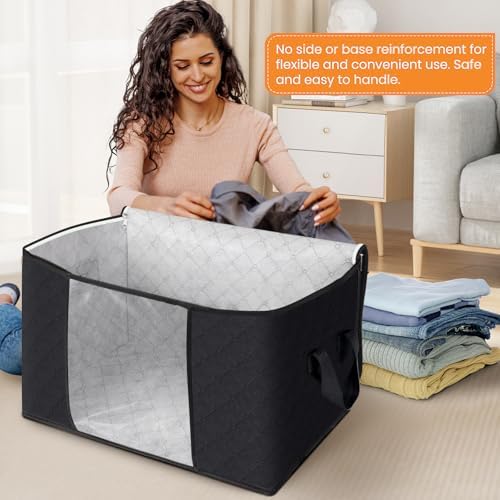 90L Clothes Storage, Foldable Thick Fabric Blanket Storage Bags