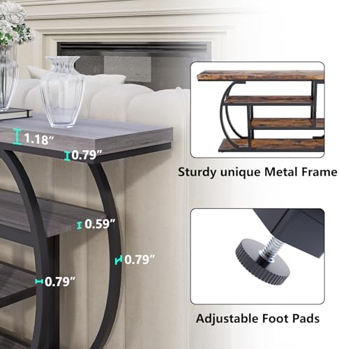 63In Narrow Console Table, 4‑Tier Entryway Table with Storage, Gray