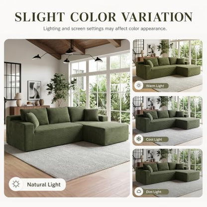 AUGOP Sectional Couches for Living Room Modern Modular Sofa with L-Shape Couchs Upholstered Boneless Couch Deep Seat Sectional Couch with Chaise