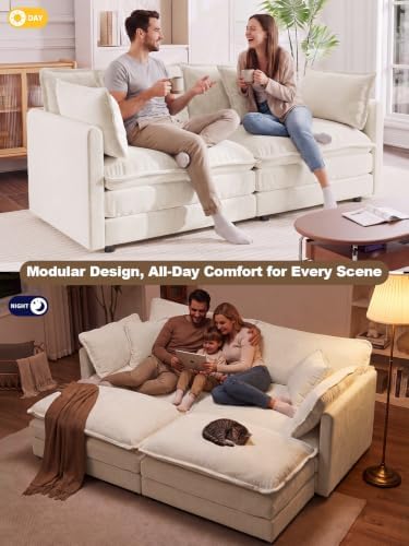 76.7" Cloud Couch for Living Room, Deep Seat Loveseat Sofa, Beige