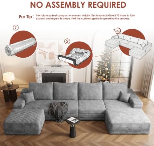Boneless Couch, Sectional Cloud Couch Sofa for Living Room