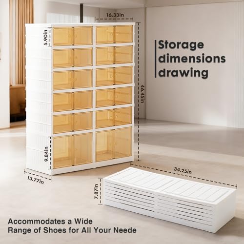 Foldable Shoe Rack, 6 Tiers-24 Pairs Collapsible Shoe Storage Organizer
