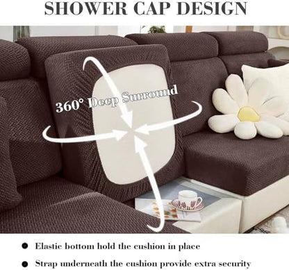 Sofa Covers Couch Covers for Sofa Pet Friendly Couch Cushion Covers Universal Sofa Covers Washable Stretch Slipcovers for Sectional Sofa (Texture Brown, Back Cover L)