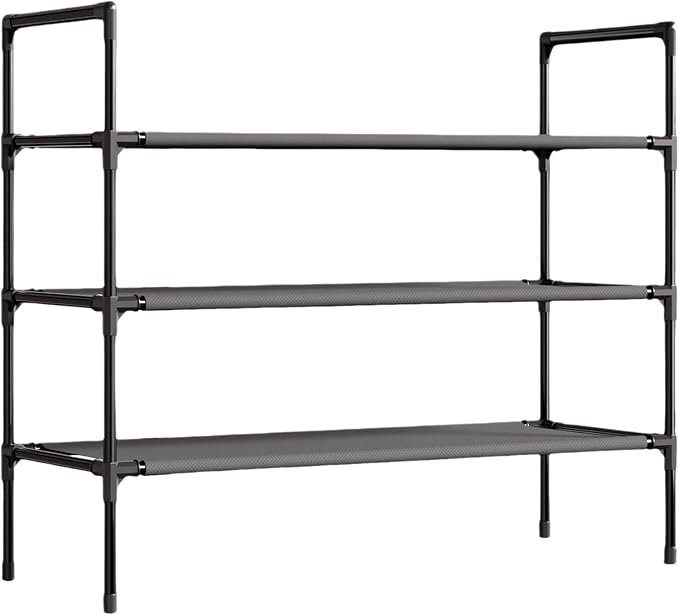 Multi Tier Shoe Rack for Closet Metal Wide Shoe Storage Organizer Oxford Fabric Cover Shoe Shelf for Entryway, Bedroom, Floor, Closet, Porch, Dorm, Living Room