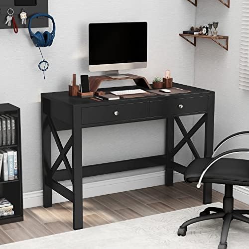 ChooChoo 39.4 Inches Farmhouse Computer Desk with 2 Drawers
