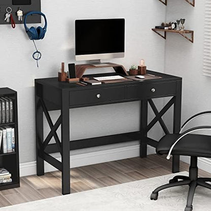 ChooChoo 39.4 Inches Farmhouse Computer Desk with 2 Drawers