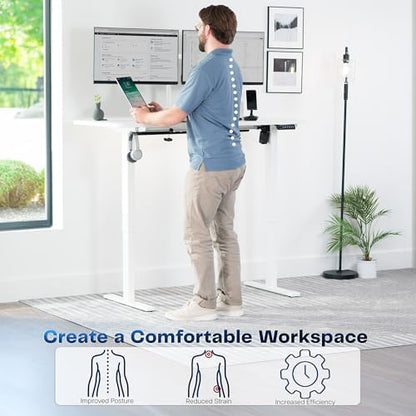 VIVO Electric Standing Desk, Solid 1-Piece 55" x 28" White Top