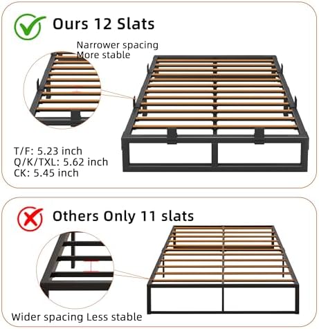 10 Inch Metal Queen Bed Frame with Steel Support, Noise-Free