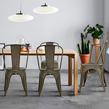 FDW Metal Dining Chairs Set of 4, Stackable, 18 Inch Seat Height
