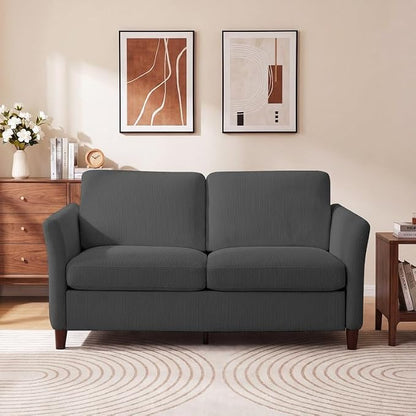 Valthie 61" Corduroy Loveseat Sofa, Modern Comfy Couches with Side Pocket, 2-Seater Sofa Couch for Living Room, Bedroom and Small Spaces,Grey