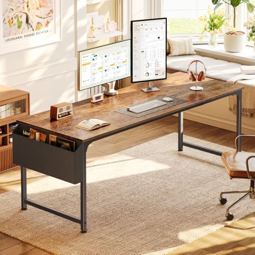 PRAISUN 71'' Computer Desk with Fabric Storage Bag & 2 Hooks