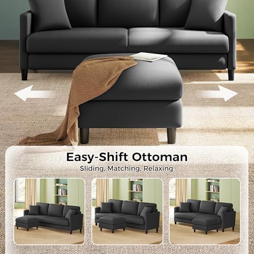 Welzona Loveseat Sofa, Teddy Love seat Couches 83", with 2 Storage Ottomans