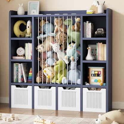 Toy Storage Organizer with Stuffed Animal Storage, Blue