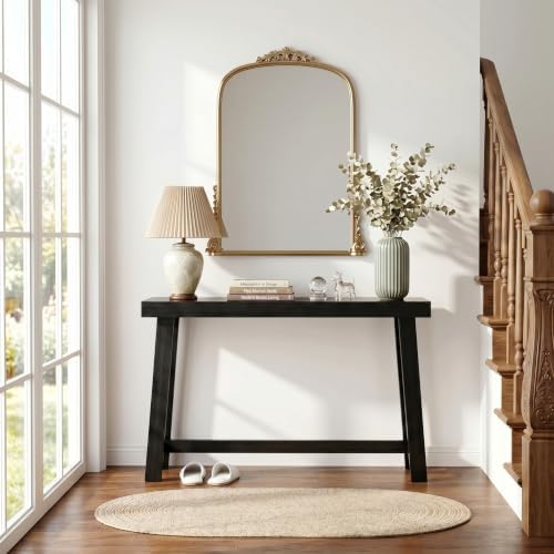 47" Console Table, Narrow Entryway Sofa Table, Behind Couch Table, Black