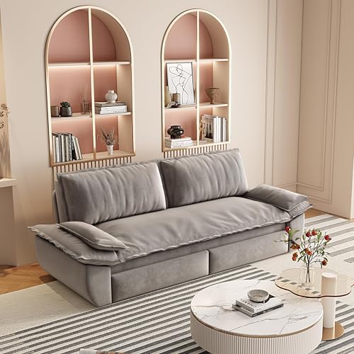 healthomse 73.2" Queen Size Sleeper Sofa Bed, 3-in-1 Convertible Sleeper Sofa Bed, Modern Corduroy Loveseat, for Living Room, Bedroom, Apartment, Office, RV