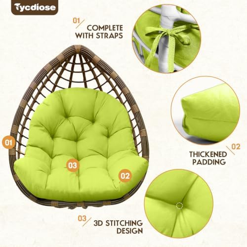 Egg Chair Cushion Replacement, Waterproof Outdoor Hanging Egg Chair Cushion Hammock Swing Chairs Cushions Pads, U-Shaped Thickened Cushions for Hanging Eggs Chairs, 47x33x7 Inch (Light Green)